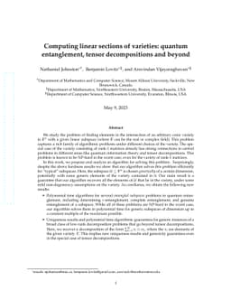 Computing linear sections of varieties: quantum entanglement, tensor
  decompositions and beyond