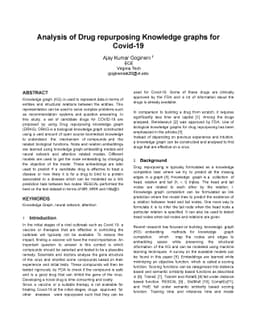 Analysis of Drug repurposing Knowledge graphs for Covid-19