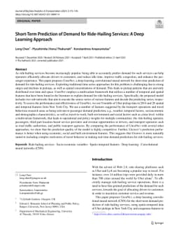 Short term prediction of demand for ride hailing services: A deep
  learning approach