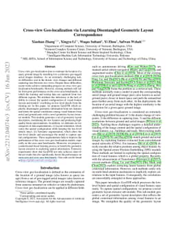 Cross-view Geo-localization via Learning Disentangled Geometric Layout
  Correspondence