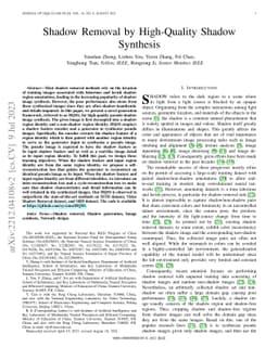 Shadow Removal by High-Quality Shadow Synthesis