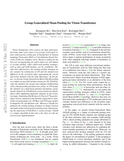 Group Generalized Mean Pooling for Vision Transformer