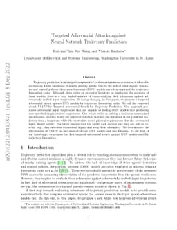 Targeted Adversarial Attacks against Neural Network Trajectory
  Predictors