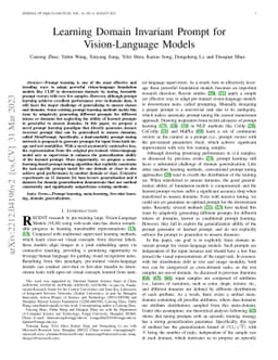 Learning Domain Invariant Prompt for Vision-Language Models