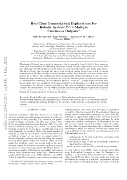 Real-Time Counterfactual Explanations For Robotic Systems With Multiple
  Continuous Outputs