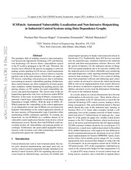 ICSPatch: Automated Vulnerability Localization and Non-Intrusive
  Hotpatching in Industrial Control Systems using Data Dependence Graphs