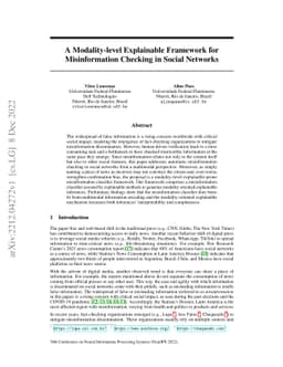 A Modality-level Explainable Framework for Misinformation Checking in
  Social Networks