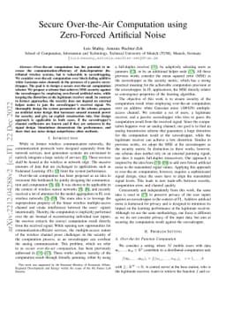 Secure Over-the-Air Computation using Zero-Forced Artificial Noise