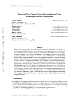 Improved Deep Neural Network Generalization Using m-Sharpness-Aware
  Minimization