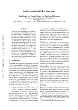 Implicit causality in GPT-2: a case study
