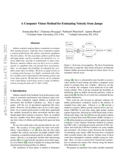 A Computer Vision Method for Estimating Velocity from Jumps