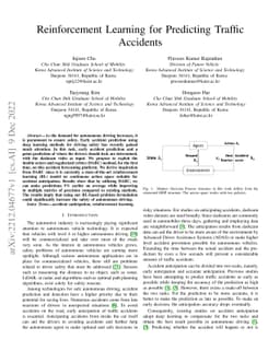 Reinforcement Learning for Predicting Traffic Accidents