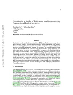 Attention in a family of Boltzmann machines emerging from modern
  Hopfield networks