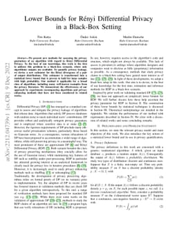 Lower Bounds for Rényi Differential Privacy in a Black-Box Setting
