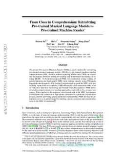 From Cloze to Comprehension: Retrofitting Pre-trained Masked Language
  Model to Pre-trained Machine Reader