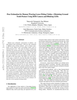 Pose Estimation for Human Wearing Loose-Fitting Clothes: Obtaining
  Ground Truth Posture Using HFR Camera and Blinking LEDs