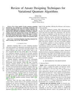 Review of Ansatz Designing Techniques for Variational Quantum Algorithms