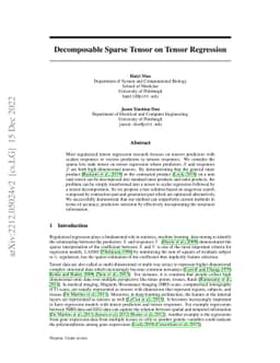 Decomposable Sparse Tensor on Tensor Regression