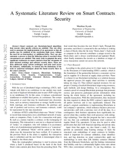 A Systematic Literature Review on Smart Contracts Security