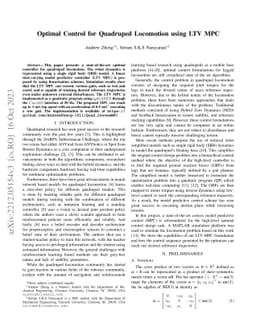 Optimal Control for Quadruped Locomotion using LTV MPC