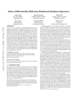 Adore: Differentially Oblivious Relational Database Operators