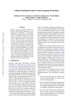 Uniform Masking Prevails in Vision-Language Pretraining