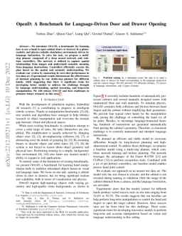 OpenD: A Benchmark for Language-Driven Door and Drawer Opening