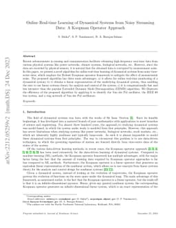 Online Real-time Learning of Dynamical Systems from Noisy Streaming
  Data: A Koopman Operator Approach