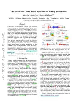 GPU-accelerated Guided Source Separation for Meeting Transcription