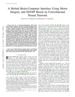 A Hybrid Brain-Computer Interface Using Motor Imagery and SSVEP Based on
  Convolutional Neural Network