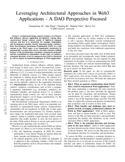 Leveraging Architectural Approaches in Web3 Applications -- A DAO
  Perspective Focused
