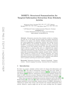 MORTY: Structured Summarization for Targeted Information Extraction from
  Scholarly Articles