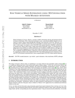 Ego Vehicle Speed Estimation using 3D Convolution with Masked Attention