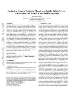 Designing Human-Centered Algorithms for the Public Sector: A Case Study
  of the U.S. Child-Welfare System