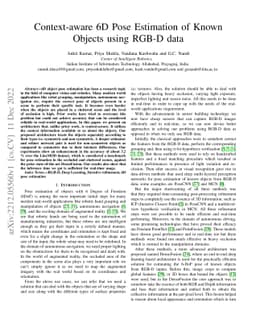 Context-aware 6D Pose Estimation of Known Objects using RGB-D data