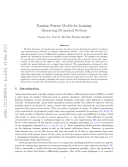 Random Feature Models for Learning Interacting Dynamical Systems