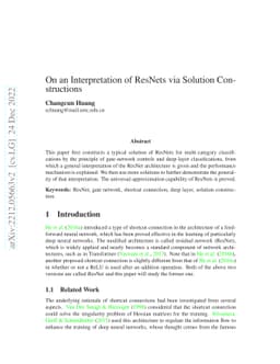 On an Interpretation of ResNets via Solution Constructions