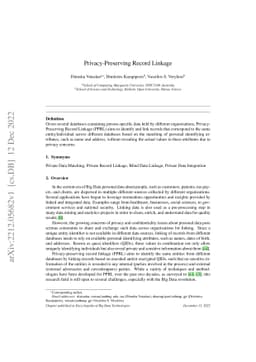Privacy-Preserving Record Linkage