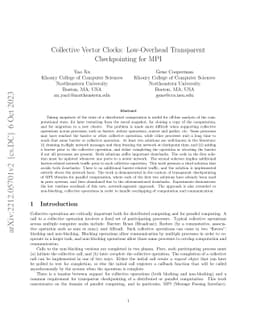 Collective Vector Clocks: Low-Overhead Transparent Checkpointing for MPI
