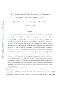 On Generalization and Regularization via Wasserstein Distributionally
  Robust Optimization