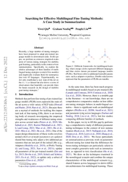 Searching for Effective Multilingual Fine-Tuning Methods: A Case Study
  in Summarization
