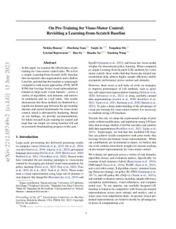 On Pre-Training for Visuo-Motor Control: Revisiting a
  Learning-from-Scratch Baseline