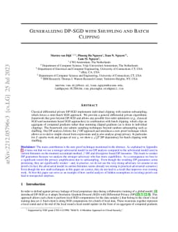 Generalizing DP-SGD with Shuffling and Batch Clipping
