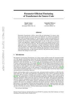 Parameter-Efficient Finetuning of Transformers for Source Code