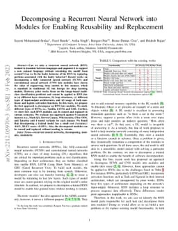 Decomposing a Recurrent Neural Network into Modules for Enabling
  Reusability and Replacement