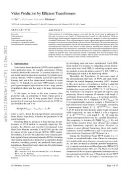 Video Prediction by Efficient Transformers