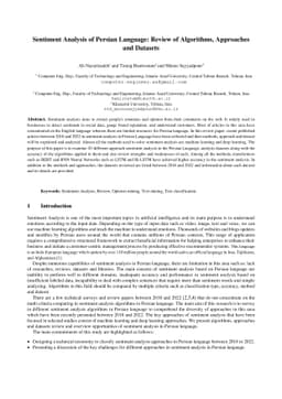 Sentiment Analysis of Persian Language: Review of Algorithms, Approaches
  and Datasets