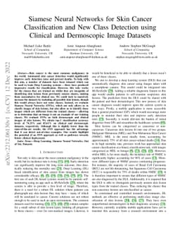 Siamese Neural Networks for Skin Cancer Classification and New Class
  Detection using Clinical and Dermoscopic Image Datasets