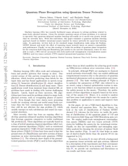 Quantum Phase Recognition using Quantum Tensor Networks