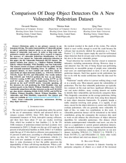 Comparison Of Deep Object Detectors On A New Vulnerable Pedestrian
  Dataset